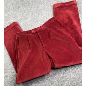 Turnbull & Asser Trousers Men's‎ 34 Wide Wale Corduroy Burgundy Straight Leg